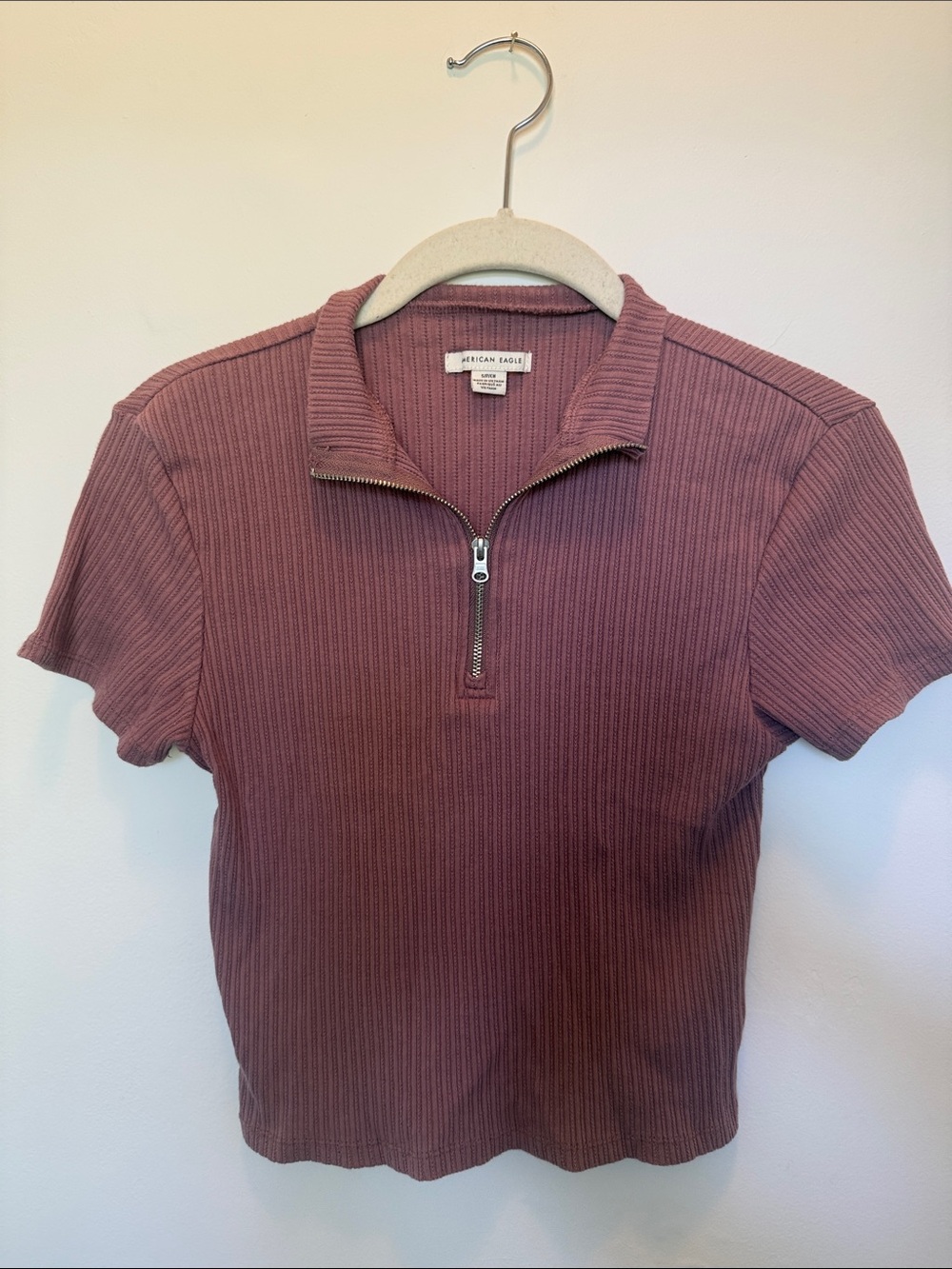 American Eagle Outfitters Ribbed Half-Zip Top